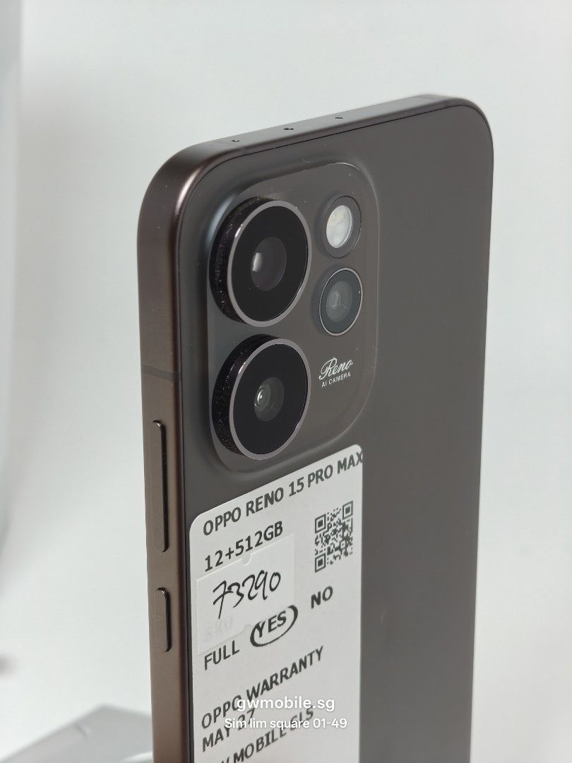 Oppo Reno 15 Pro Max 5G Dusk Brown 512GB (Category: OPPO) located in Singapore. Submitted by gwmobile.sg (Listing ID 1455753596, Image 3). Description: .