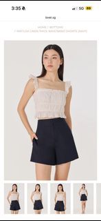 Selling BNWT LOVET MATILDA LINEN THICK WAISTBAND SHORTS (NAVY) XS