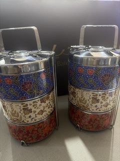 Bateeq Stainless Steel Tiered Food Carrier with Batik Design