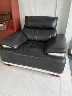 Black and White Leather Sofa Chair