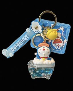 Doraemon Bath Keychain with Liquid Glitter