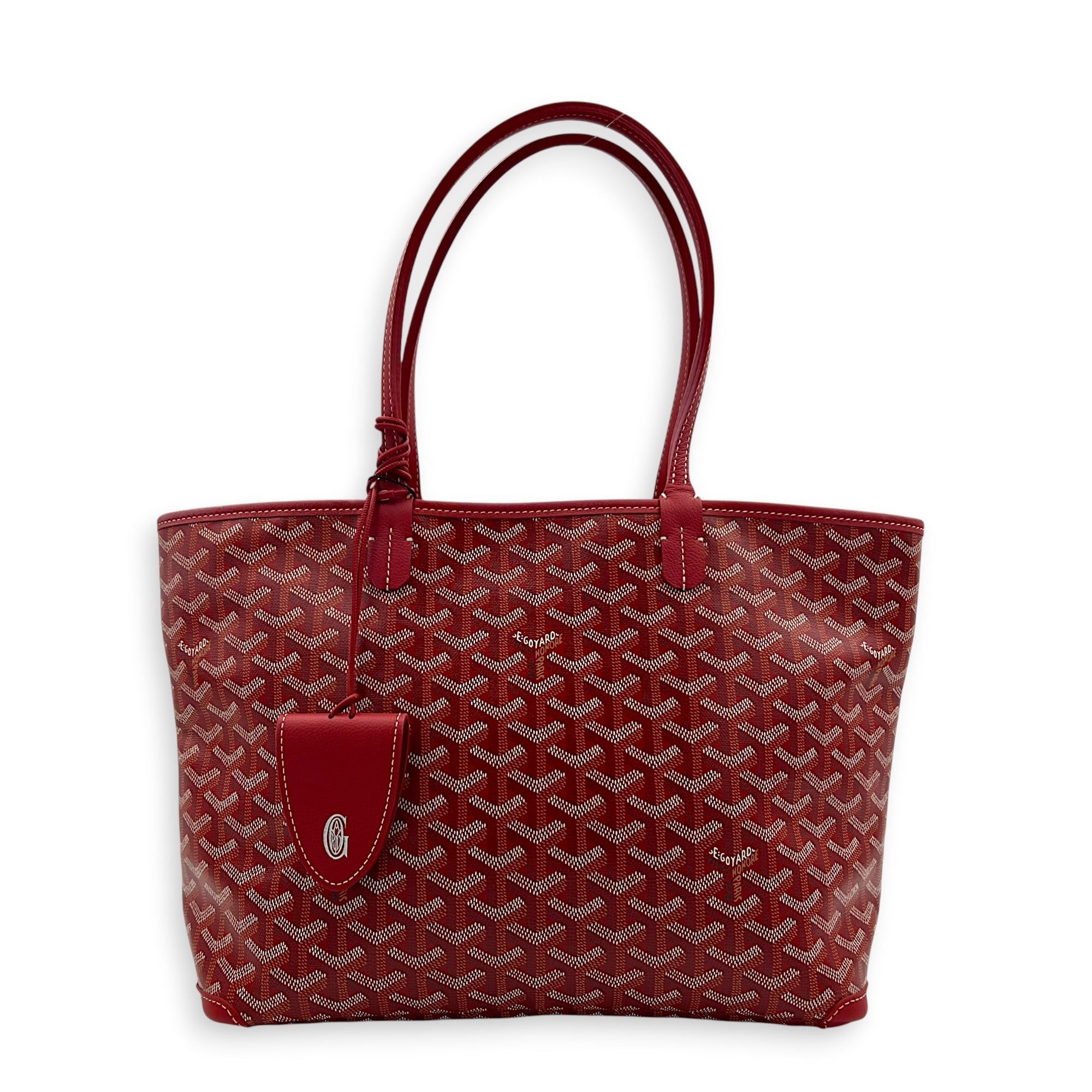 Goyard Artois Red with Universal Clip Tote Bag in Coated Canvas, Silver hardware (Category: Bags & Wallets) located in Singapore. Submitted by carousellluxury (Listing ID 1450220790, Image 1). Description: SKU S2605-011917LL Material Coated Canvas Color Red with Universal Clip Hardware Silver Strap Not Included Dimension (L)30cm x (H)24cm x (W)14cm Accessories Care Card, Dust Bag, Receipt(s), Series ACM020252 Circa Est 2025 Microchipped FALSE Con