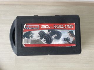 York Fitness 20kg Cast Iron Dumbbell Set with Case