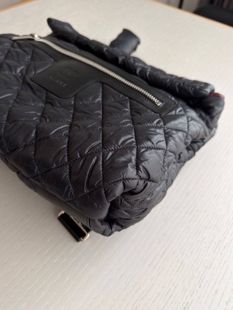 Chanel Coco Cocoon Backpack / Shoulder Bag Nylon Black Silver hardware (Category: Bags & Wallets) located in Singapore. Submitted by yasfinds (Listing ID 1456101015, Image 8). Description: Chanel Coco Cocoon Backpack / Shoulder Bag Excellent condition L36 H27 D10cm Nylon Black Silver hardware Series 13 (year 2009-2010) Comes with bag only F1408 Whats App: Kai @ +65 98263475.