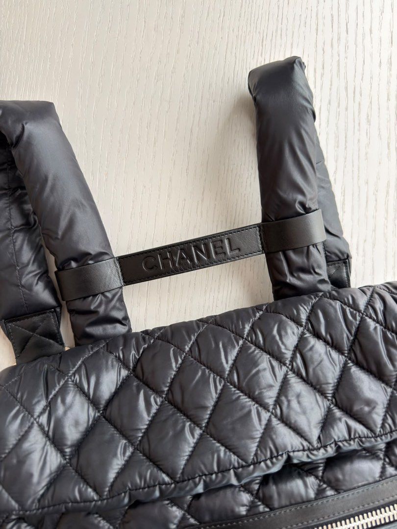 Chanel Coco Cocoon Backpack / Shoulder Bag Nylon Black Silver hardware (Category: Bags & Wallets) located in Singapore. Submitted by yasfinds (Listing ID 1456101015, Image 3). Description: Chanel Coco Cocoon Backpack / Shoulder Bag Excellent condition L36 H27 D10cm Nylon Black Silver hardware Series 13 (year 2009-2010) Comes with bag only F1408 Whats App: Kai @ +65 98263475.