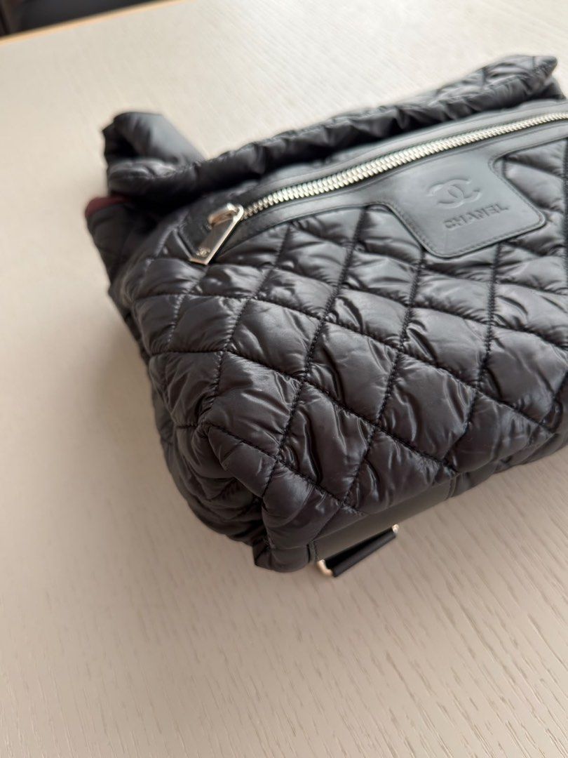 Chanel Coco Cocoon Backpack / Shoulder Bag Nylon Black Silver hardware (Category: Bags & Wallets) located in Singapore. Submitted by yasfinds (Listing ID 1456101015, Image 7). Description: Chanel Coco Cocoon Backpack / Shoulder Bag Excellent condition L36 H27 D10cm Nylon Black Silver hardware Series 13 (year 2009-2010) Comes with bag only F1408 Whats App: Kai @ +65 98263475.