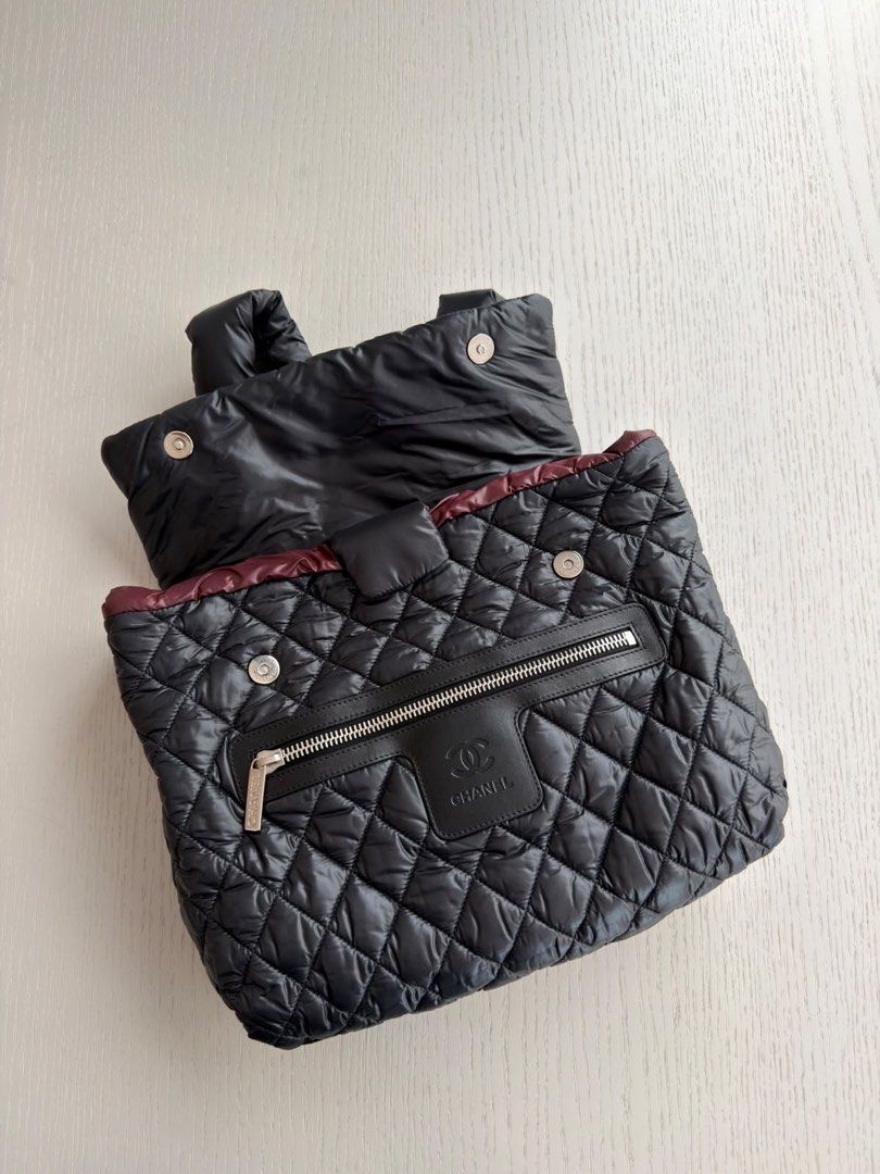 Chanel Coco Cocoon Backpack / Shoulder Bag Nylon Black Silver hardware (Category: Bags & Wallets) located in Singapore. Submitted by yasfinds (Listing ID 1456101015, Image 13). Description: Chanel Coco Cocoon Backpack / Shoulder Bag Excellent condition L36 H27 D10cm Nylon Black Silver hardware Series 13 (year 2009-2010) Comes with bag only F1408 Whats App: Kai @ +65 98263475.