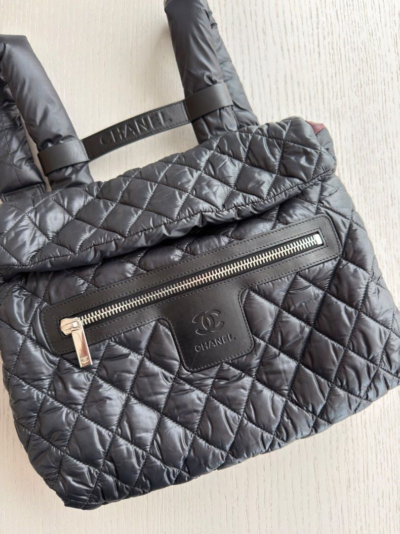 Chanel Coco Cocoon Backpack / Shoulder Bag Nylon Black Silver hardware (Category: Bags & Wallets) located in Singapore. Submitted by yasfinds (Listing ID 1456101015, Image 4). Description: Chanel Coco Cocoon Backpack / Shoulder Bag Excellent condition L36 H27 D10cm Nylon Black Silver hardware Series 13 (year 2009-2010) Comes with bag only F1408 Whats App: Kai @ +65 98263475.