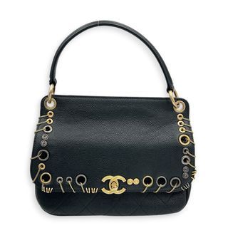 Chanel Piercing Chic Flap Top Handle Bag Black in Caviar Leather, Mixed hardware