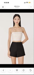 LOVET LIVANA BASIC SLANT HEM SHORTS (BLACK)