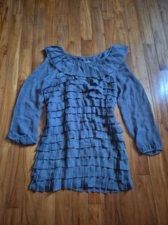 PAGEBOY Japanese Brand Ruffled Tiered Pleated Layered Shift Dress Tunic