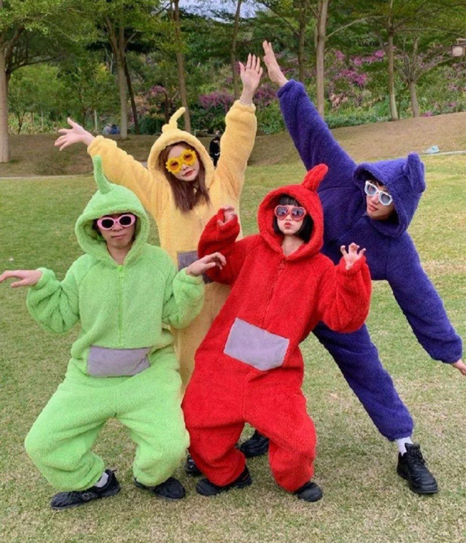 Teletubbies onesie (Category: Occasions & Party Supplies) located in Singapore. Submitted by slwm1 (Listing ID 1456193356, Image 1). Description: X1 red size L X1 purple size XL $10 for one $16 for both.