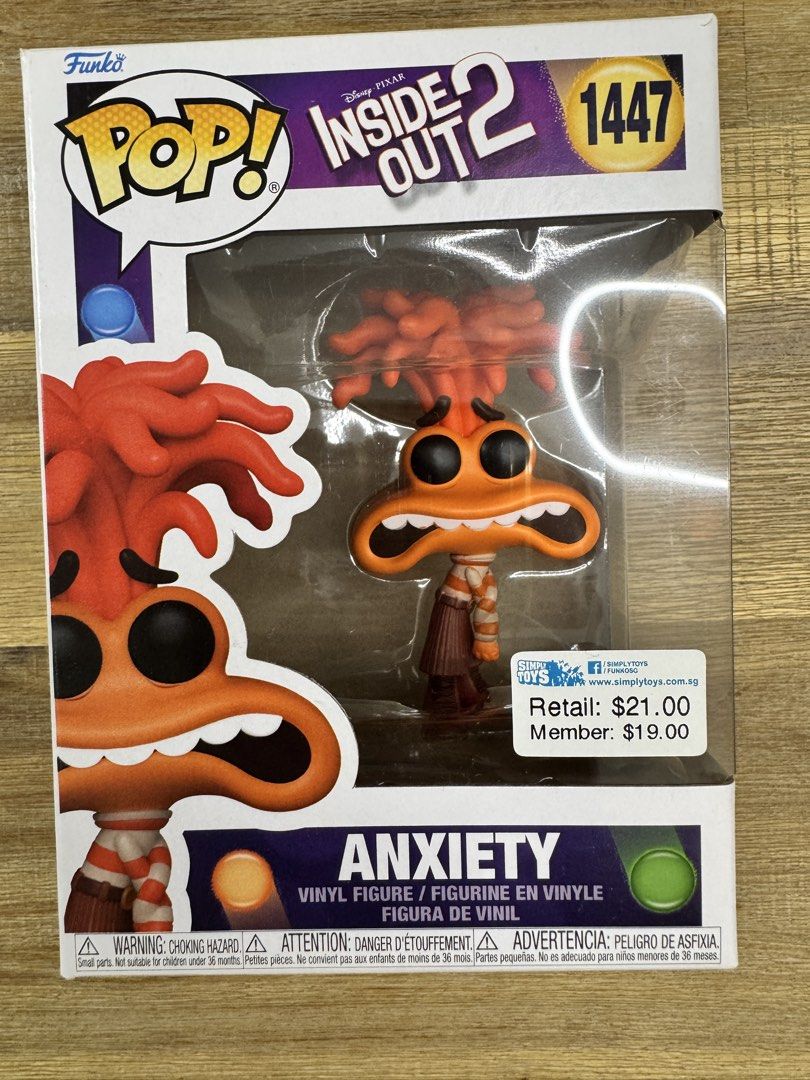 Funko Pop Inside Out 2 Anxiety Vinyl Figure 1447 (Category: Toy Figures) located in Singapore. Submitted by itsmejon (Listing ID 1456357501, Image 1). Description: - Funko Pop! Vinyl Figure - Character: Anxiety - Movie: Disney Pixar's Inside Out 2 - Figure Number: 1447 - Ideal for Disney and Funko Pop! collectors - lowballers will be ignored.
