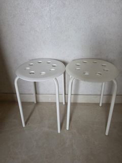 Set of 2 White IKEA Marius Stools