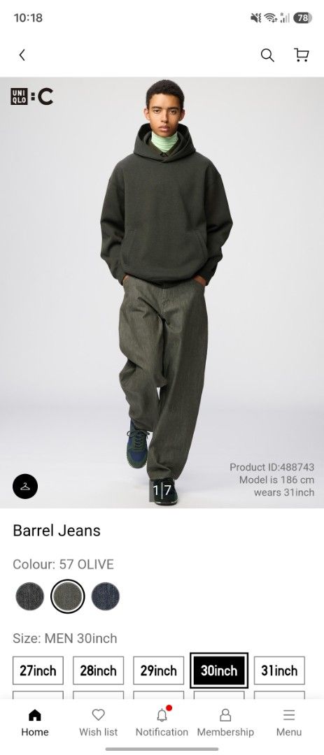 Uniqlo mens barrel jeans (Category: Jeans) located in Singapore. Submitted by dealbreakers6 (Listing ID 1456246057, Image 1). Description: size 30inch brand new totally unworn. accidentally cut tag away so cant exchange. bought wrong size. olive color men's barrel jeans bought from uniqlo at $59.90 just last week..
