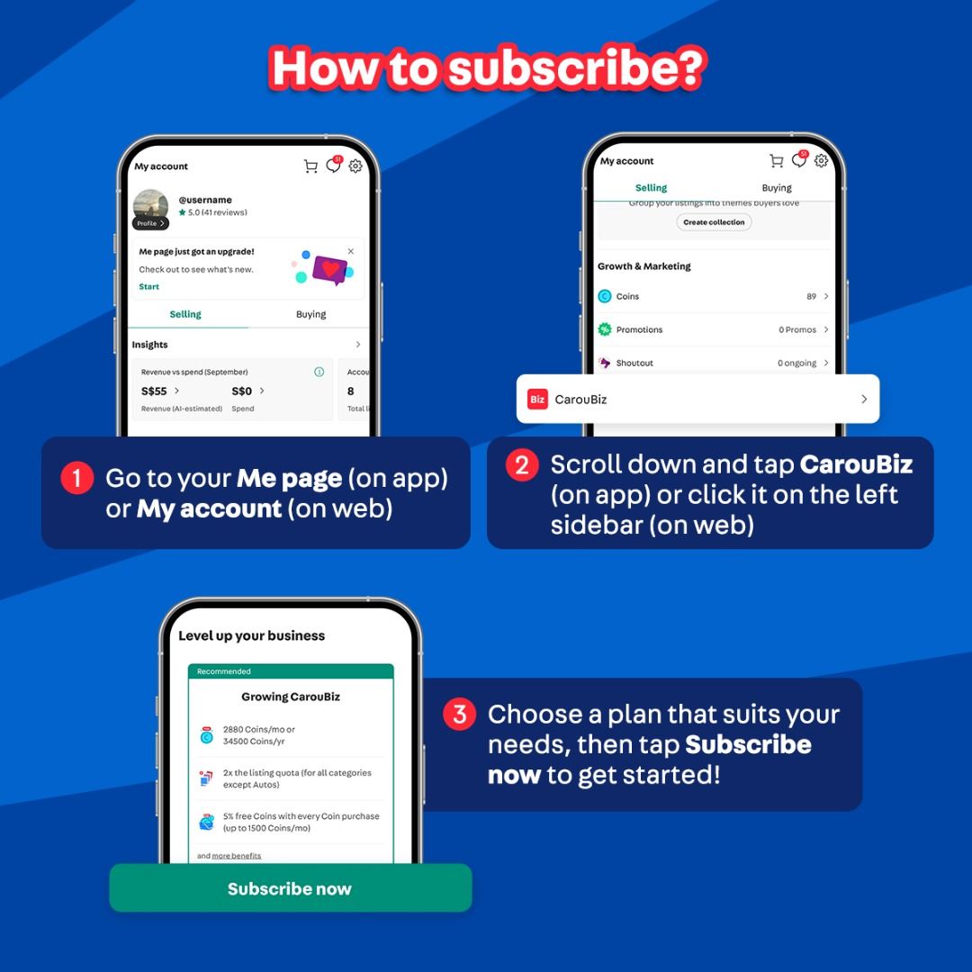 Celebrate Our 14th Anniversary — Grow Bigger with CarouBiz! 🎉 (Category: Announcements) located in Singapore. Submitted by carousell_promote (Listing ID 1456102410, Image 7). Description: We're turning 14 — let's make this your biggest year! 🎉 With CarouBiz, you get access to advanced selling tools that help you list more, reach more buyers and grow faster: 💰 Get monthly Coins to boost your listings and increase visibility 💬 Quick and auto re