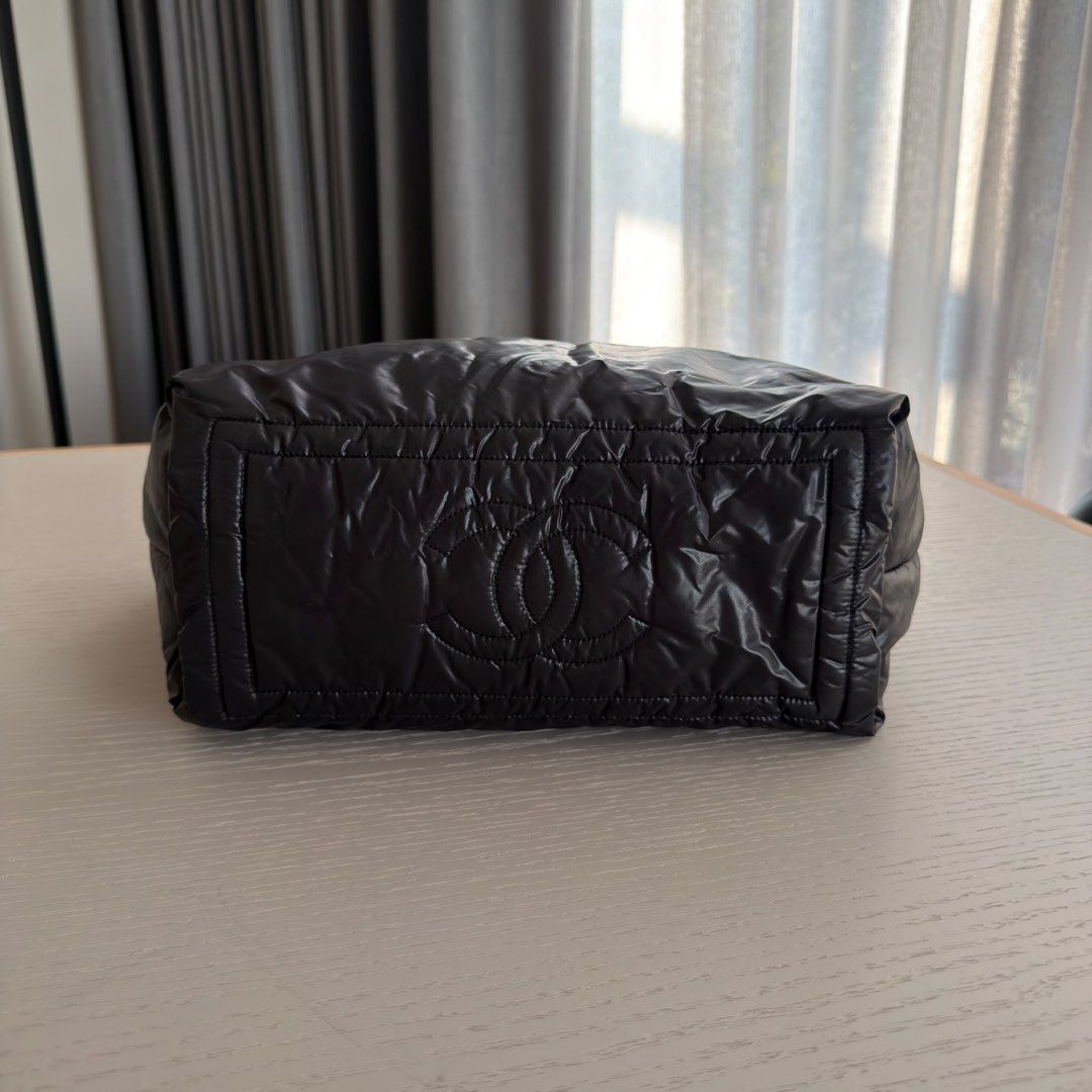 Chanel Coco Cocoon Tote Small Nylon Black Silver hardware (Category: Bags & Wallets) located in Singapore. Submitted by yasfinds (Listing ID 1456457110, Image 3). Description: Chanel Coco Cocoon Tote Excellent condition Small L44 H26 D14cm Handle drop 12cm Nylon Black Silver hardware Series 13 (year 2009-2010) Comes with Dust bag only F1508 Whats App: Kai @ +65 98263475.