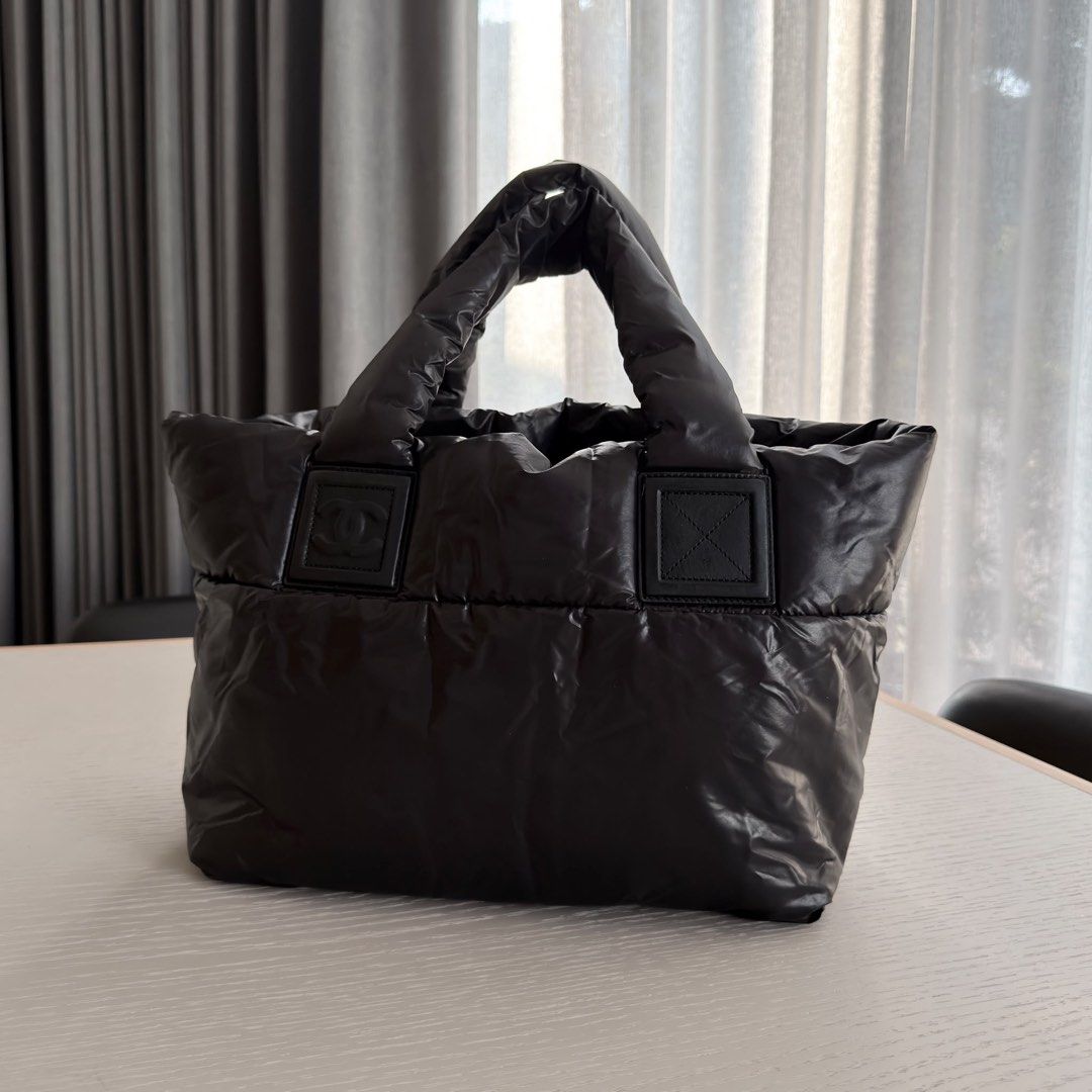 Chanel Coco Cocoon Tote Small Nylon Black Silver hardware (Category: Bags & Wallets) located in Singapore. Submitted by yasfinds (Listing ID 1456457110, Image 2). Description: Chanel Coco Cocoon Tote Excellent condition Small L44 H26 D14cm Handle drop 12cm Nylon Black Silver hardware Series 13 (year 2009-2010) Comes with Dust bag only F1508 Whats App: Kai @ +65 98263475.