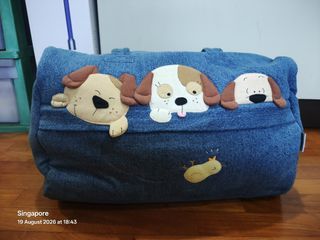 Cute Denim Bag with Dog Appliques and Paw Prints