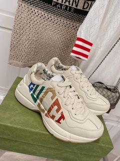 GUCCI Women’s Rhyton Multicolor Logo Leather Sneakers