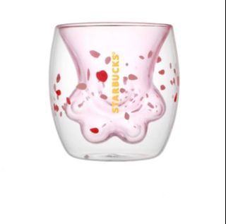 Starbucks Double Wall Glass Paw Print Mug
