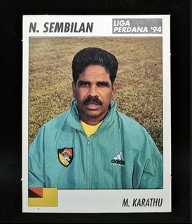 Vintage Liga Perdana '94 (Malaysian League / Malaysia Cup) Football Sticker #76 M. Karathu (Negri Sembilan)