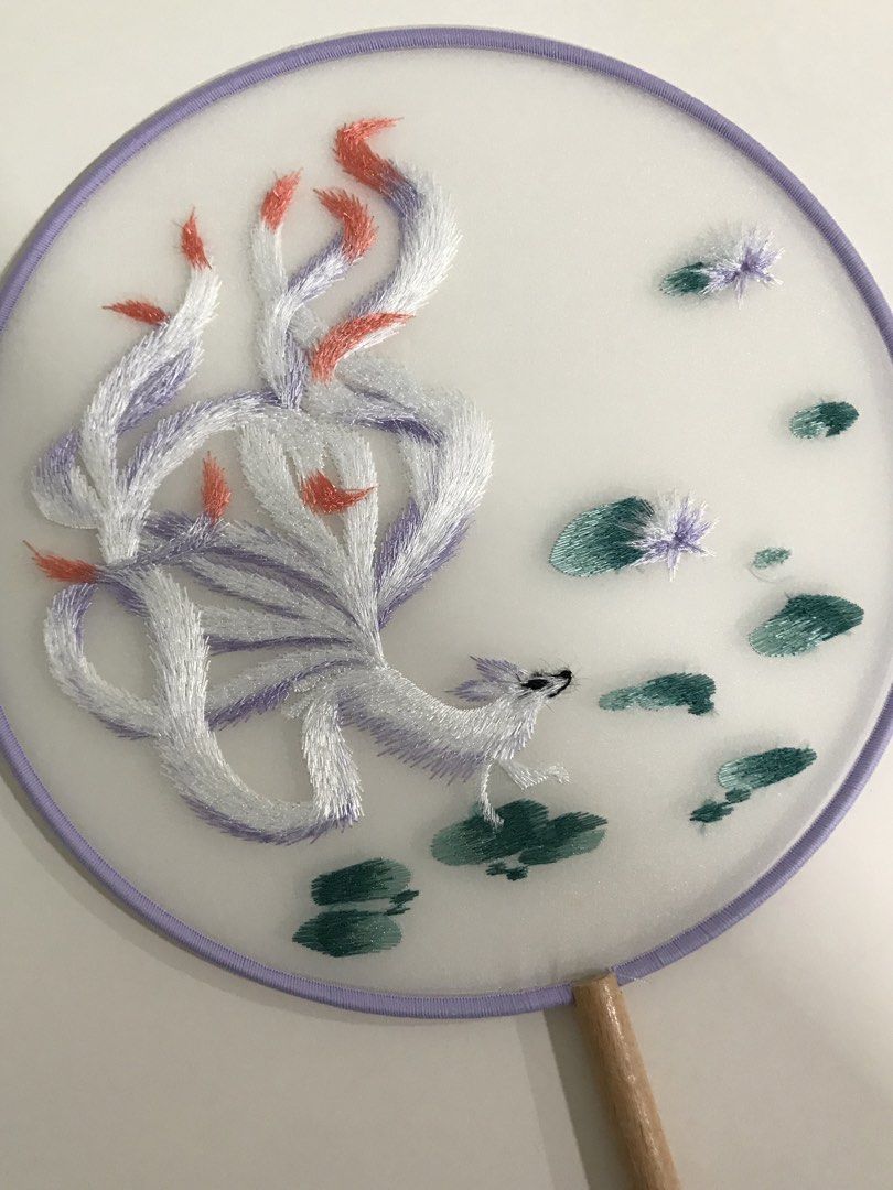 Embroidery Nine-tailed Fox purple hand fan (Category: Handmade Craft) located in Singapore. Submitted by call.me.maybe (Listing ID 1453282762, Image 2). Description: Brand new Embroidery Nine-tailed Fox purple hand fan .