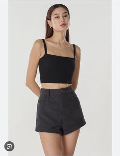Lovet Carl Corduroy Cuffed Hem Shorts in Shadow Grey