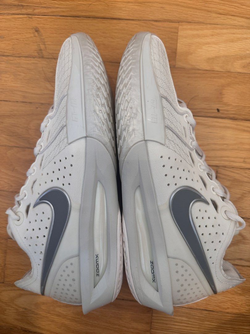 Nike Air Zoom GT Cut 3 Silver White US9.5 (Category: Racket & Ball Sports) located in Singapore. Submitted by hepdhxks (Listing ID 1453341941, Image 3). Description: 9/10 condition 100% Authentic Lightly worn No box No sole separation Cushioning and traction in excellent condition Clean and well maintained Meetup preferred Slightly negotiable for serious buyers.