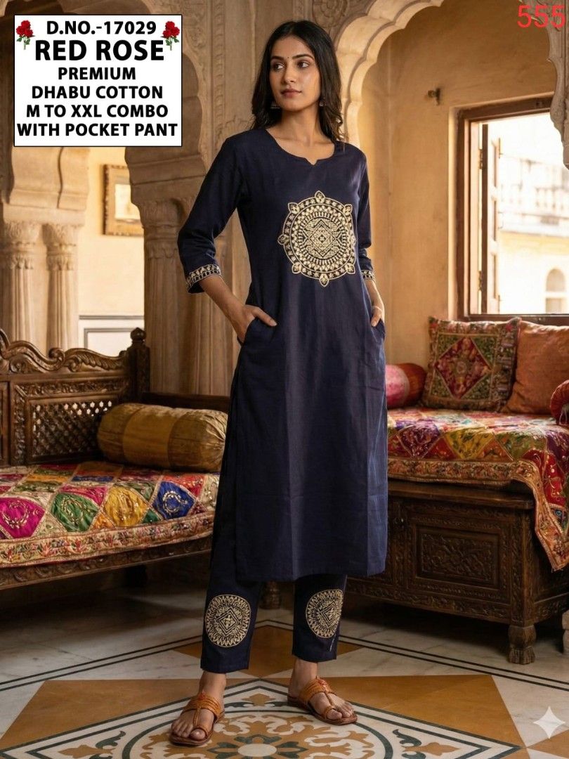 Premium Dhabu Cotton Kurta Set with Pocket Pant (Category: Traditional & Ethnic wear) located in Singapore. Submitted by kalaiyuva (Listing ID 1453274475, Image 2). Description: - Premium Dhabu Cotton Kurta Set by Red Rose - Available Sizes: M, L, XL, XXL - Set Includes: Kurta and matching Pocket Pant - Kurta Features: Beautiful embroidery on chest and sleeve cuffs - Pant Features: Matching embroidery detail - Style: Comfortable and stylish for e