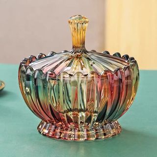 Rainbow Glass Candy Jar with Lid