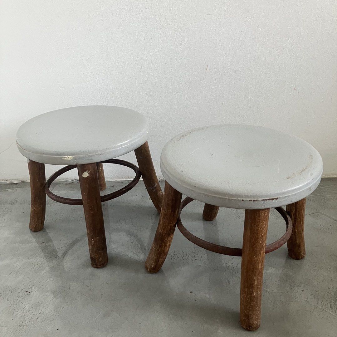 2 Vintage Low Stools (Category: Chairs) located in Singapore. Submitted by oddyssey (Listing ID 1456644679, Image 1). Description: Approx. D24cm X H21.5cm. Good AS-IS Condition. Not for fussy. Price stated for both. Cash & Carry at our convenience. .
