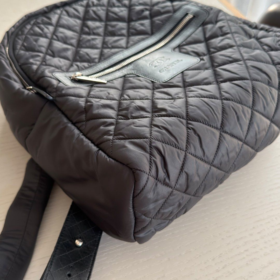Chanel Coco Cocoon Backpack Small Quilted nylon Black Silver hardware (Category: Bags & Wallets) located in Singapore. Submitted by yasfinds (Listing ID 1456460908, Image 7). Description: Chanel Coco Cocoon Backpack Excellent condition Small L28 H35 D11cm Quilted nylon Black Silver hardware Series 20 (year 2014-2015) Comes with dust bag only F1708 Whats App: Kai @ +65 98263475.
