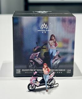 MoreArt 1/64 Hello Kitty Pink Scooter with Lady Figure with love hand sign
