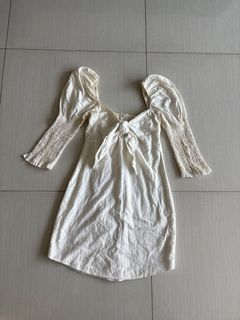 Princess Polly White Puff Sleeve Bow Front Mini Dress