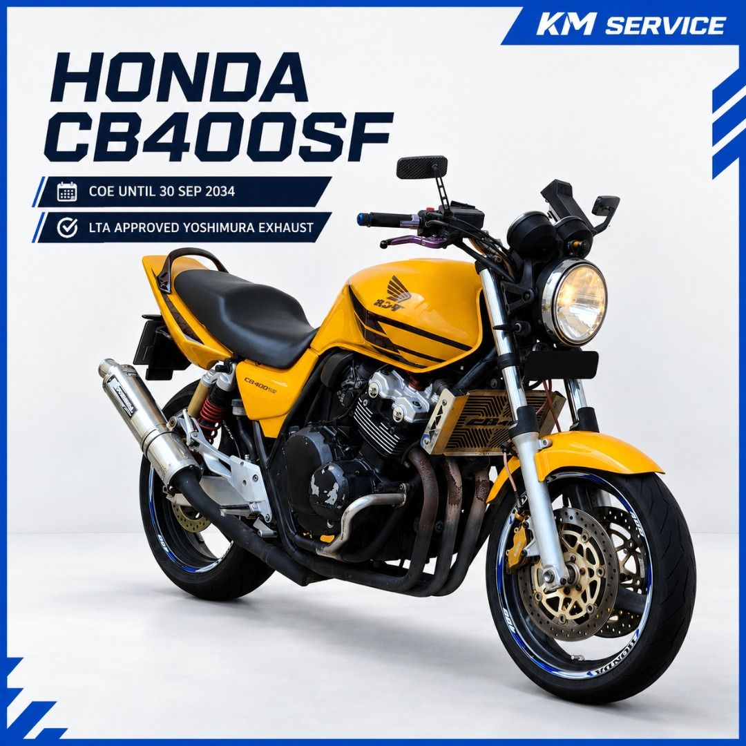 𝘾𝙃𝙀𝘼𝙋 HONDA CB400 USED SUPER FOUR S4 VTEC 3 SPEC 3 YOSHIMURA CLASS 2A MOTORCYCLE MOTORBIKE KM PLUS MOTO MOTOR MOTORING PIT STOP SHOP SERVICING TYRE KMPLUSMOTOR WOODLANDS E9 PREMIUM GP FY4 (Category: Class 2A) located in Singapore. Submitted by kmplusmotor (Listing ID 1457040874, Image 1). Description: 𝘾𝙃𝙀𝘼𝙋 HONDA CB400 USED SUPER FOUR S4 VTEC 3 SPEC 3 YOSHIMURA CLASS 2A MOTORCYCLE MOTORBIKE KM PLUS MOTO MOTOR MOTORING PIT STOP SHOP SERV
