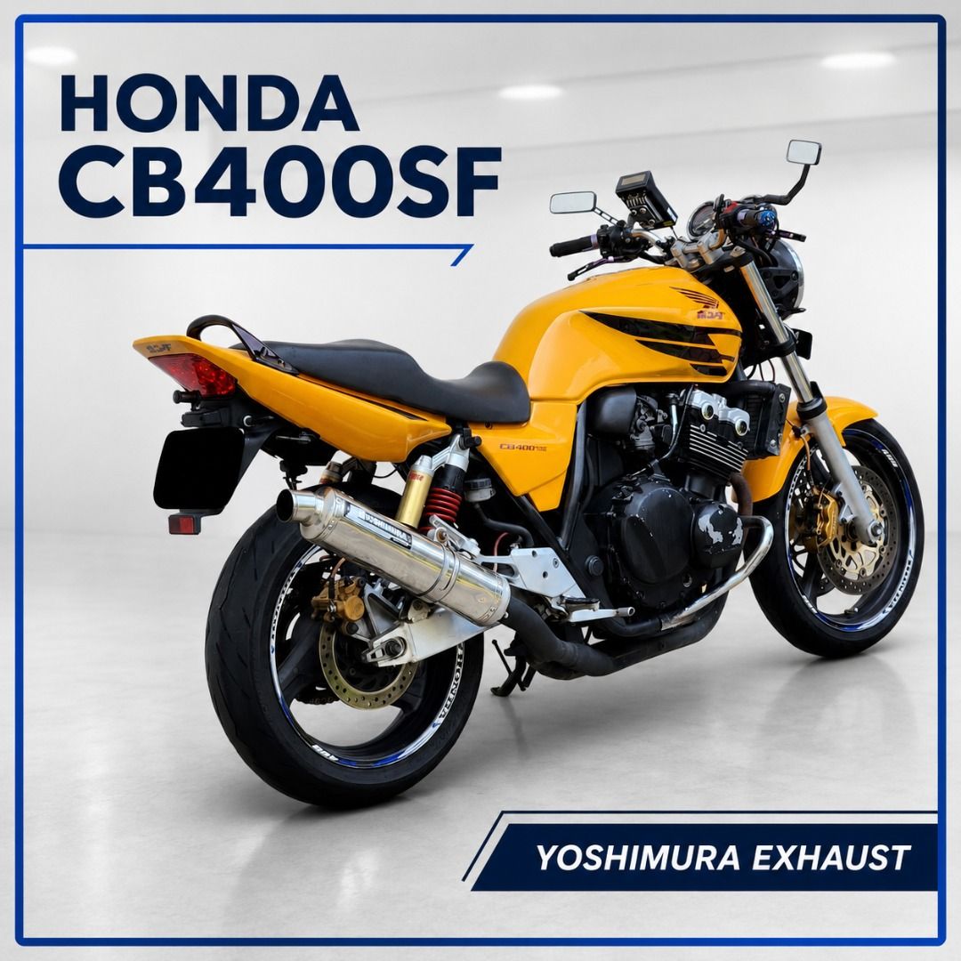 𝘾𝙃𝙀𝘼𝙋 HONDA CB400 USED SUPER FOUR S4 VTEC 3 SPEC 3 YOSHIMURA CLASS 2A MOTORCYCLE MOTORBIKE KM PLUS MOTO MOTOR MOTORING PIT STOP SHOP SERVICING TYRE KMPLUSMOTOR WOODLANDS E9 PREMIUM GP FY4 (Category: Class 2A) located in Singapore. Submitted by kmplusmotor (Listing ID 1457040874, Image 8). Description: 𝘾𝙃𝙀𝘼𝙋 HONDA CB400 USED SUPER FOUR S4 VTEC 3 SPEC 3 YOSHIMURA CLASS 2A MOTORCYCLE MOTORBIKE KM PLUS MOTO MOTOR MOTORING PIT STOP SHOP SERV