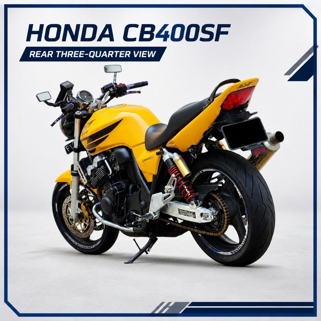 𝘾𝙃𝙀𝘼𝙋 HONDA CB400 USED SUPER FOUR S4 VTEC 3 SPEC 3 YOSHIMURA CLASS 2A MOTORCYCLE MOTORBIKE KM PLUS MOTO MOTOR MOTORING PIT STOP SHOP SERVICING TYRE KMPLUSMOTOR WOODLANDS E9 PREMIUM GP FY4 (Category: Class 2A) located in Singapore. Submitted by kmplusmotor (Listing ID 1457040874, Image 2). Description: 𝘾𝙃𝙀𝘼𝙋 HONDA CB400 USED SUPER FOUR S4 VTEC 3 SPEC 3 YOSHIMURA CLASS 2A MOTORCYCLE MOTORBIKE KM PLUS MOTO MOTOR MOTORING PIT STOP SHOP SERV