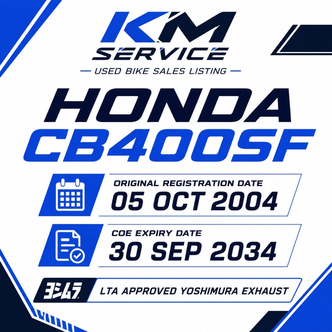 𝘾𝙃𝙀𝘼𝙋 HONDA CB400 USED SUPER FOUR S4 VTEC 3 SPEC 3 YOSHIMURA CLASS 2A MOTORCYCLE MOTORBIKE KM PLUS MOTO MOTOR MOTORING PIT STOP SHOP SERVICING TYRE KMPLUSMOTOR WOODLANDS E9 PREMIUM GP FY4 (Category: Class 2A) located in Singapore. Submitted by kmplusmotor (Listing ID 1457040874, Image 9). Description: 𝘾𝙃𝙀𝘼𝙋 HONDA CB400 USED SUPER FOUR S4 VTEC 3 SPEC 3 YOSHIMURA CLASS 2A MOTORCYCLE MOTORBIKE KM PLUS MOTO MOTOR MOTORING PIT STOP SHOP SERV