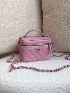 Chanel Square Vanity Caviar Pink Light gold hardware