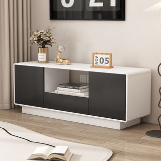 Living Room Cabinet | Rounded-Corner Cabinet | Minimalist TV Cabinet | Free Delivery | Cream-Toned TV Cabinet | Floor-Standing Cabinet | Low Cabinet | Storage Cabinet |Solid Wood Cabinet