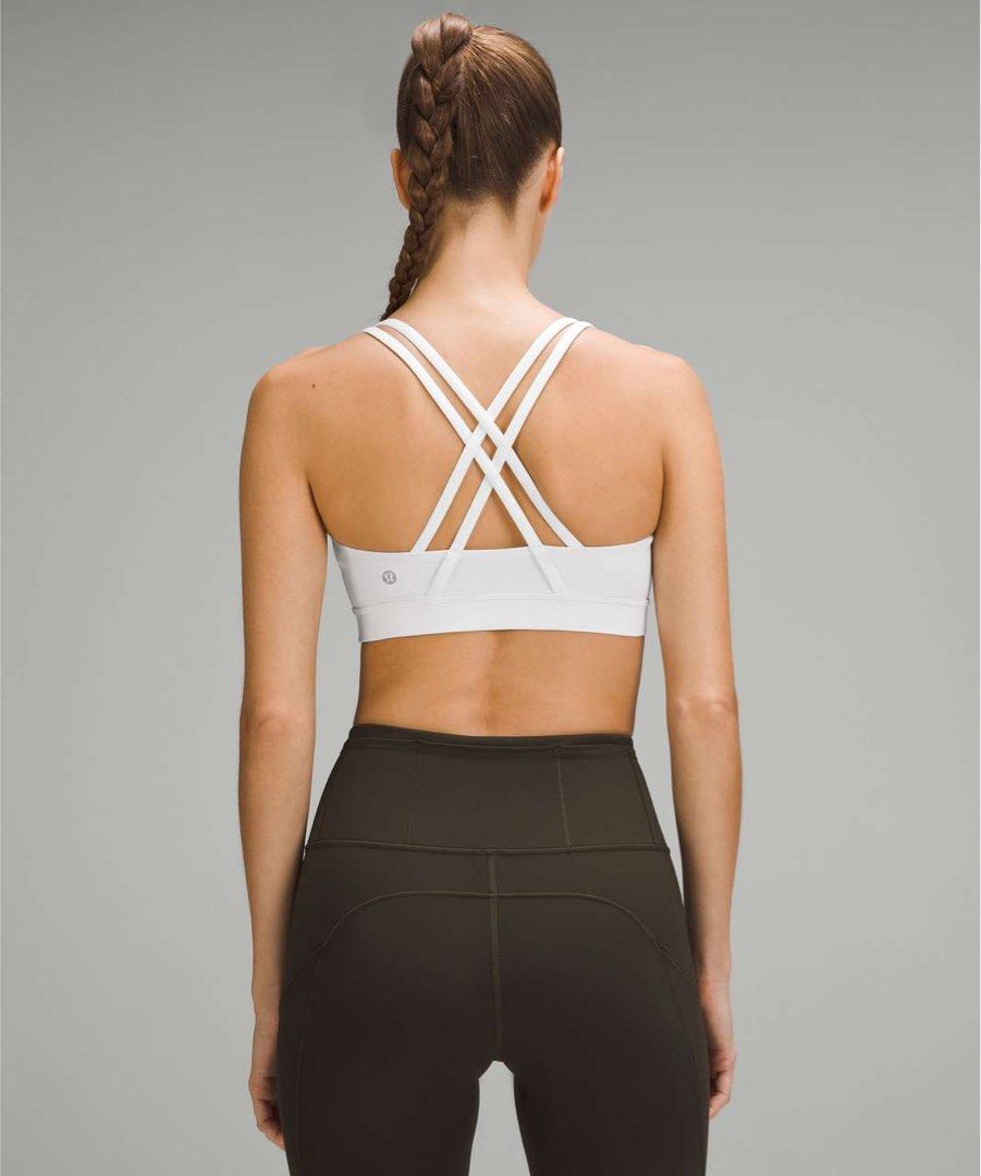 Lululemon Energy Bra in White (Category: Activewear) located in Singapore. Submitted by fundvan (Listing ID 1457115275, Image 1). Description: For yoga / training Medium Support .