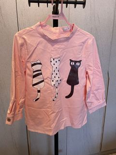 Pink Cat Print Top by LD