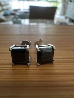 Sterling Silver 7mm Black Onyx Square Earrings