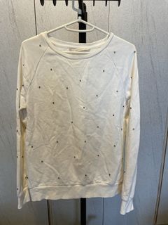 Zara Basic White Studded Sweatshirt
