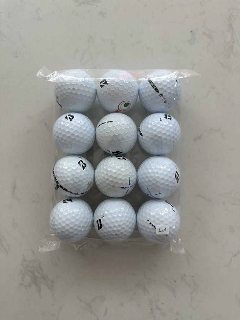 Bridgestone Golf Balls in Lightly Used Condition (Pack of 12) (Category: Golf) located in Singapore. Submitted by pacific.greens (Listing ID 1457154655, Image 1). Description: Includes all except Tour B Pack of 12@$10 ($0.83 per ball) Lightly used condition: May have very light discoloration, light surface bruises and 1–2 minor strike marks. WA James @ Pacific Golf for bulk orders: +65 9.0.9.3.0.3.2.1 Tags: Titleist Pro V1 Pro V1x AVX TaylorMade 