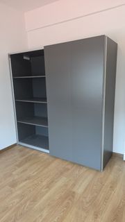 Dark Grey Storage Cabinet with Multiple Compartments
