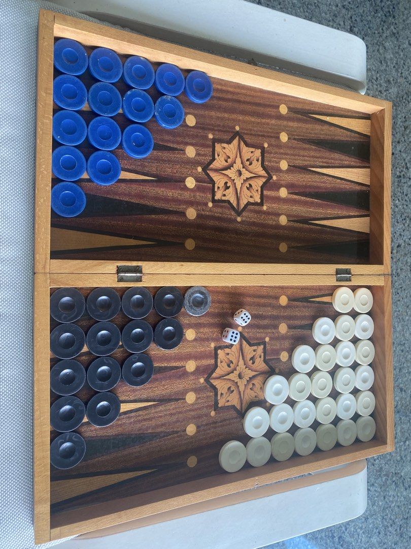 🇬🇷🏛️🇬🇷HANDMADE GREEK 🇬🇷🏛️HANDPAINTED WITH ANCIENT INSPIRED FIGURES 🇬🇷BACKGAMMON⭐️ AUTHENTIC ⭐️ORIGINAL SIZE 🌟TABLE GAME 🌸🔥🌸FOR ALL THE FAMILY🔥❤️🔥 (Category: Board Games & Puzzles) located in Singapore. Submitted by stoneroses1999 (Listing ID 1457245442, Image 1). Description: Katong or post 10$ Bought in greece all wooden acacia wood handmade. What u see is what u get, Including dices and poulia. .