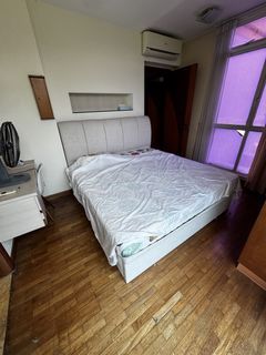 King Size Storage Bed Frame with Headboard with firm mattress