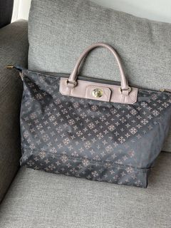 Russet Japan Monogram Nylon Tote Bag with Leather Trim